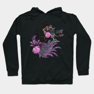 Wonderful elegant peacock with flowers Hoodie